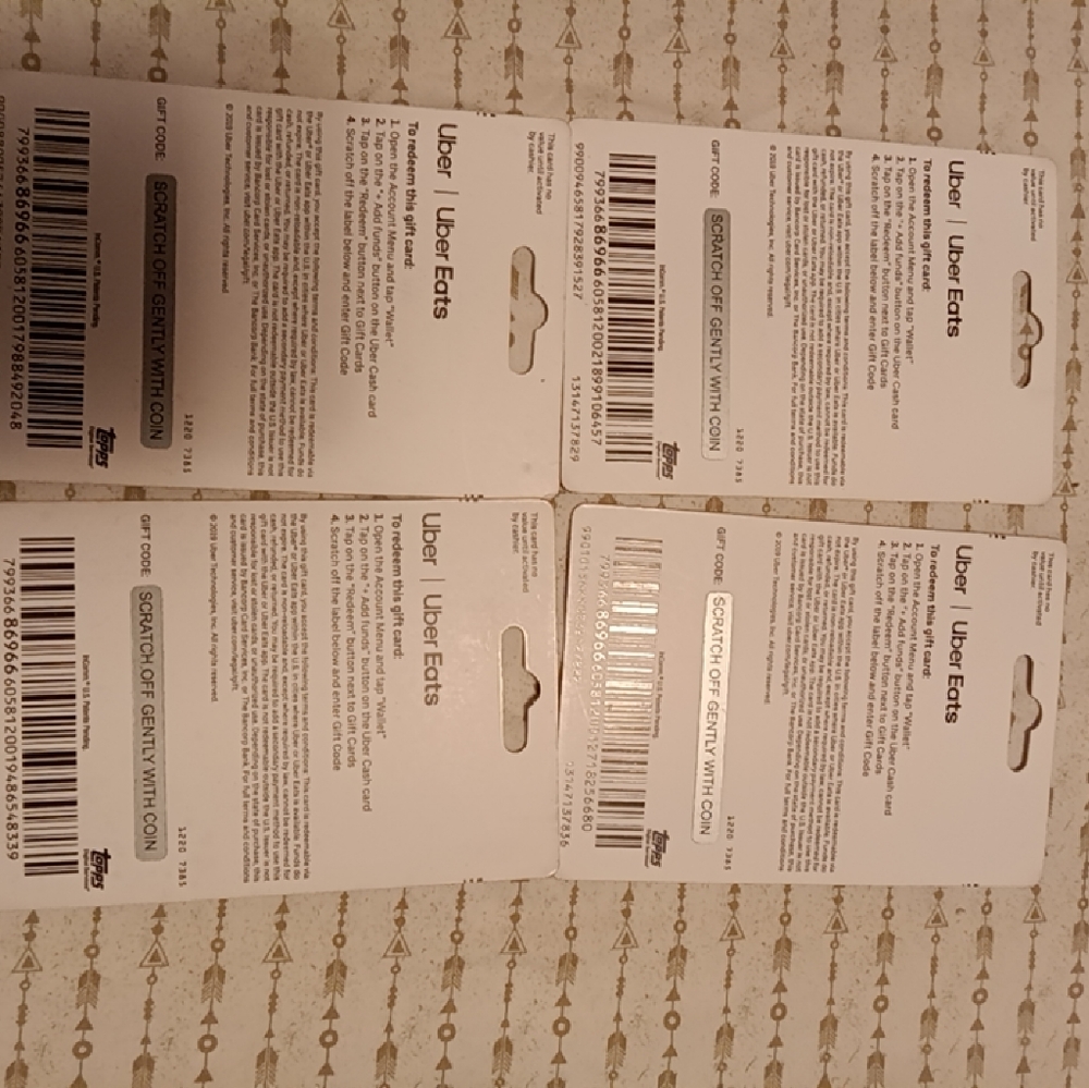 New Uber gift cards $15-$200